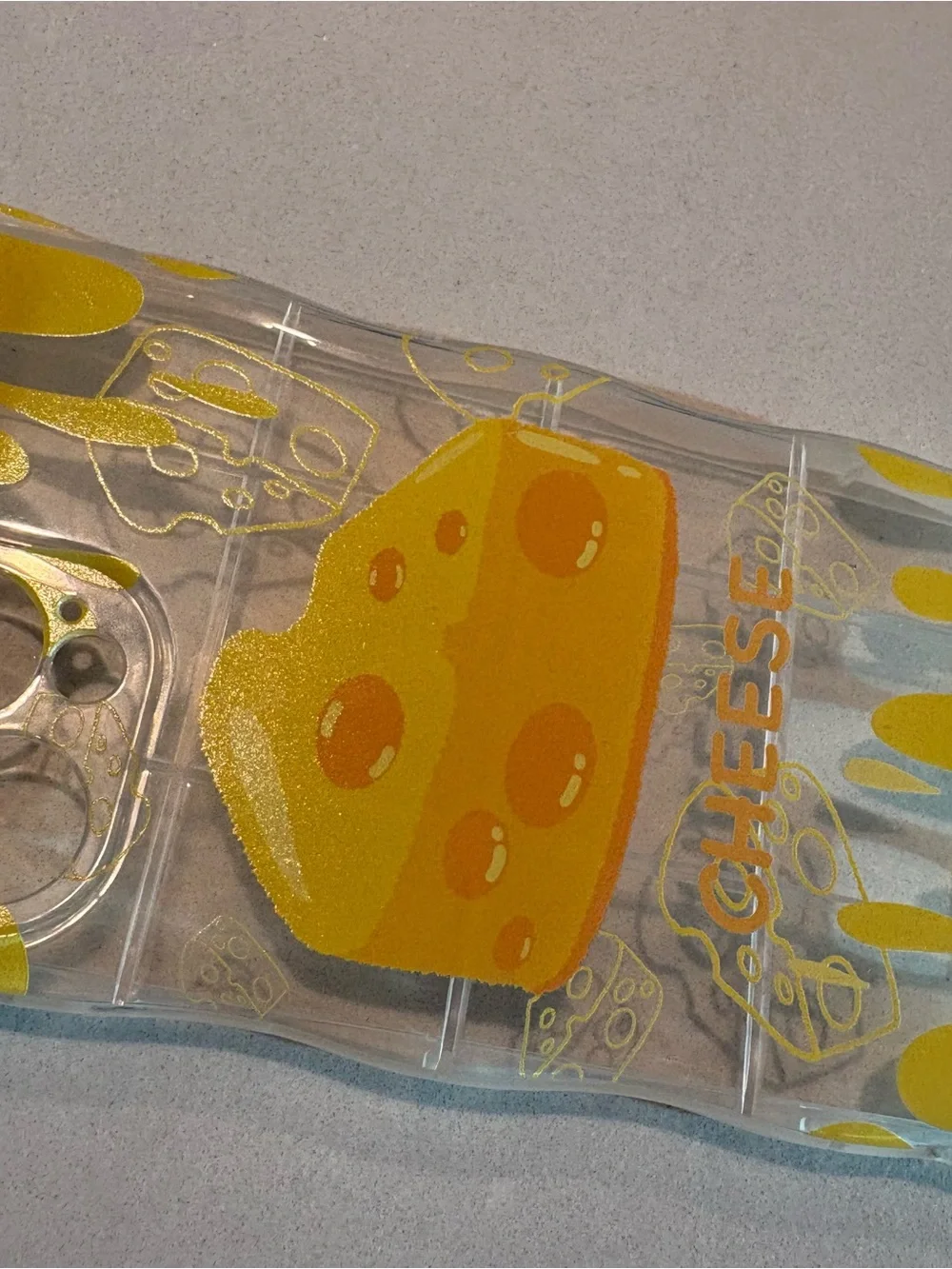 Clear iPhone 13 Pro Max Case with Yellow Cheese Graphic